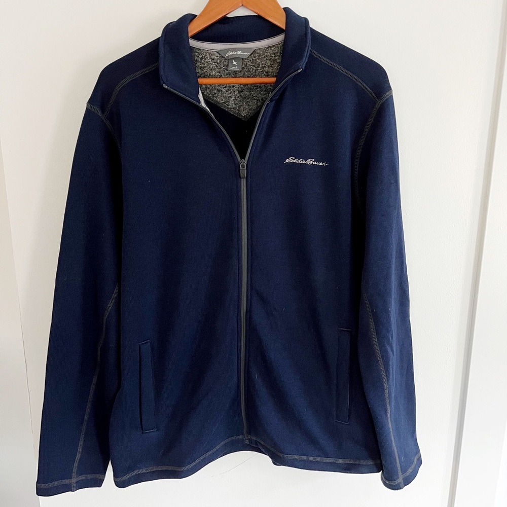 Eddie Bauer Mens size large Blue zip up fleece
